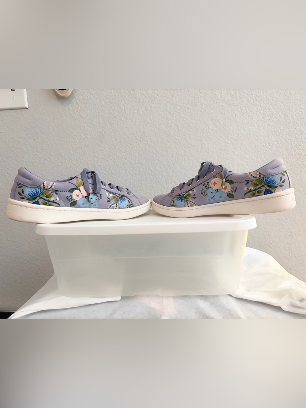 EUC Keds x Rifle Paper Co. Ace Low-Top Leather Sneaker in Botanical/Forever Blue - Picture 7 of 11